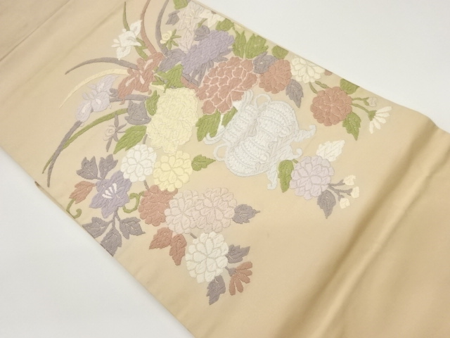JAPANESE NAGOYA OBI / KARA-ORI / WOVEN FLOWERS